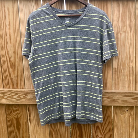 Old Navy Classic Tee Shirt Sz. Medium Striped Short Sleeve Gray Yellow - Picture 5 of 7